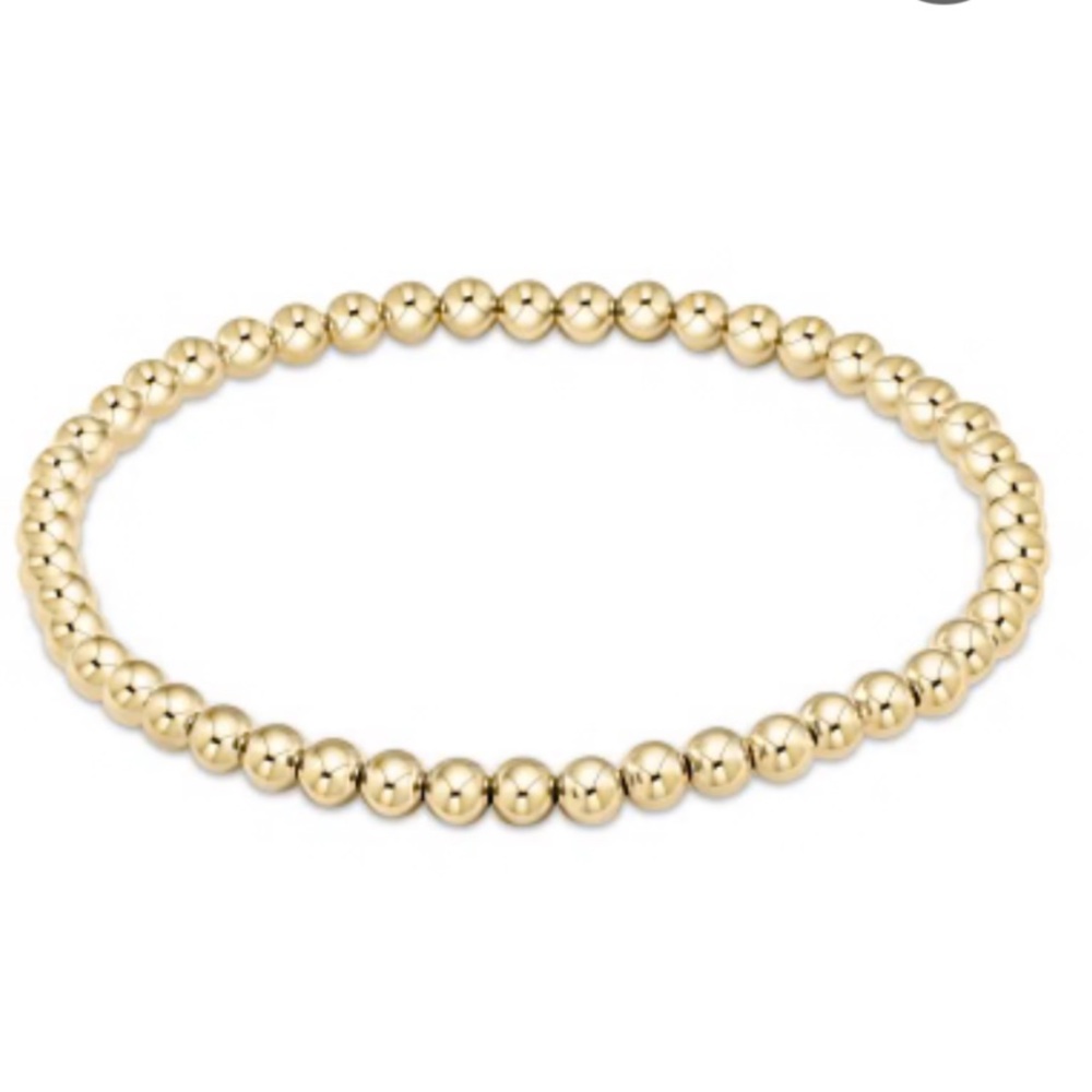 E Newton Extends Polished Gold Bead Stretch Bracelet 4mm